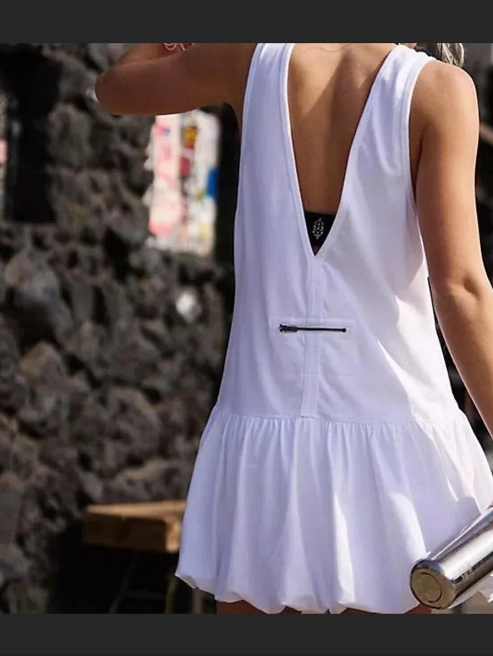 Free People Movement Hot Shot Bubble Set White Sleeveless Ruffle Hem Dress XS